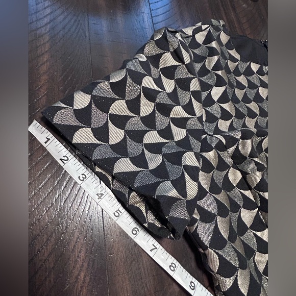 Ann Taylor Classic Geo Jacquard Flare Dress Black/Gold  Size 14 - Picture 11 of 15